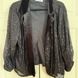 Grace Karin Shimmering Black Sequin Blazer
